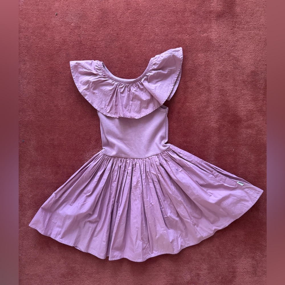 Molo Lilac Ruffle-Shoulder Casual Dress